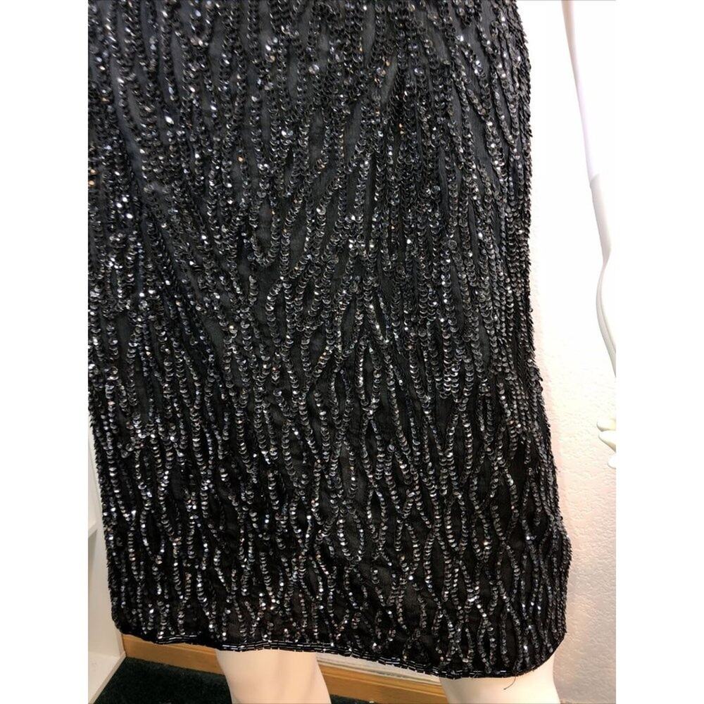 NWT Stenay Black Short Sleeve Sequins & Beads Silk Dress Sz 10 Bust 38" NEW - Picture 4 of 10